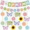 Hello Spring Party Decorations Include Hello Spring Banner, Spring Daisy Garland Banner, Spring Sunflowers Butterfly Hanging Swirls for Spring Birthday Easter Party Decorations Supplies